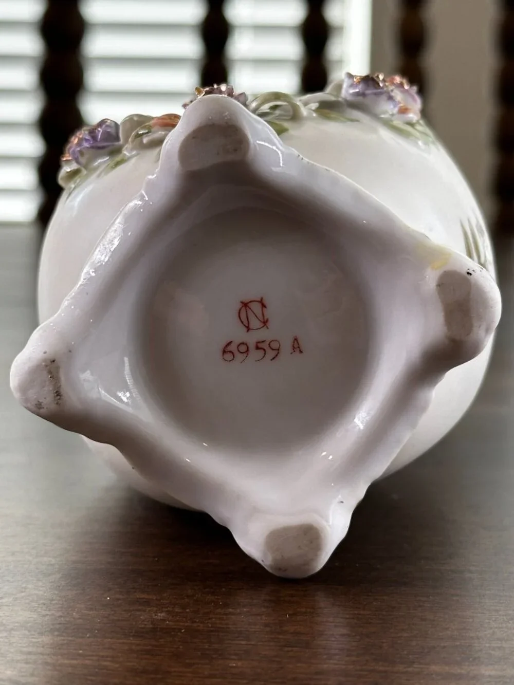 Vintage Japanese Porcelain Vase – NC Mark 6959A – Applied Roses – 10.5